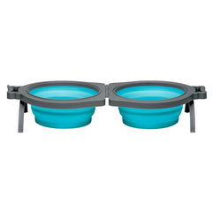 Loving Pets Travel Double Diner Dog Bowl Blue, 1 Each/Medium by Loving Pets peta2z