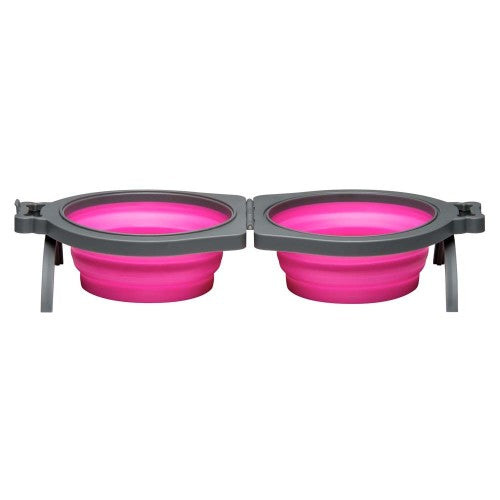 Loving Pets Travel Double Diner Dog Bowl Pink, 1 Each/Medium by Loving Pets peta2z