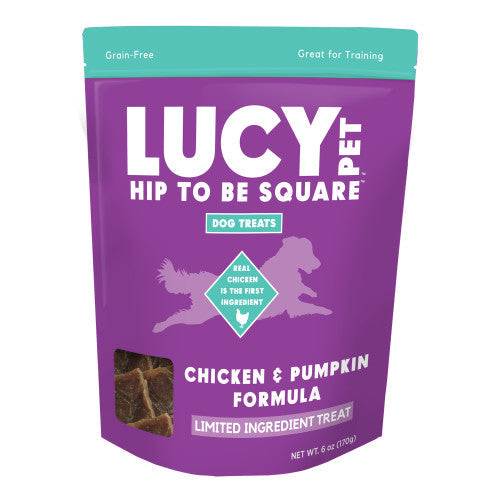 Lucy Pet Products Hip to Be Square Limited Ingredient Dog Treats Chicken & Pumpkin, 1 Each/6 Oz by San Francisco Bay Brand peta2z