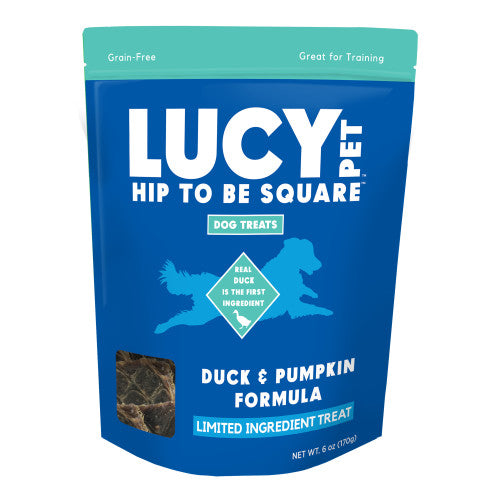 Lucy Pet Products Hip to Be Square Limited Ingredient Dog Treats Duck & Pumpkin, 1 Each/6 Oz by San Francisco Bay Brand peta2z