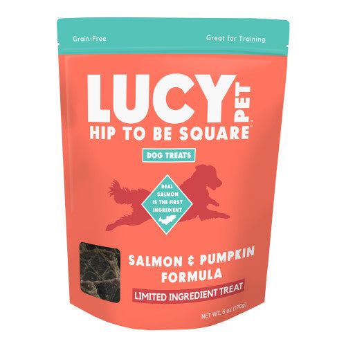 Lucy Pet Products Hip to Be Square Limited Ingredient Dog Treats Salmon & Pumpkin, 1 Each/6 Oz by San Francisco Bay Brand peta2z