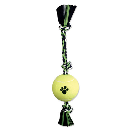 Mammoth Pet Products 3 Knot Tug Dog toy w/4in Tennis Ball Multi-Color, 1 Each/24 in, Large by San Francisco Bay Brand peta2z