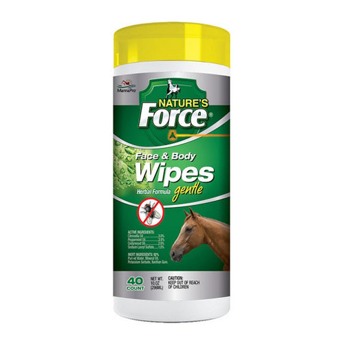 Nature's Force Face and Body Wipes for Horses 40 Count by Manna Pro peta2z