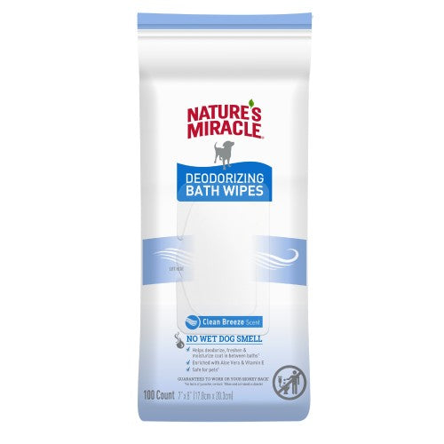 Nature's Miracle Deodorizing Bath Wipes Clean Breeze Scent 1 Each/100 Count by Natures Miracle peta2z