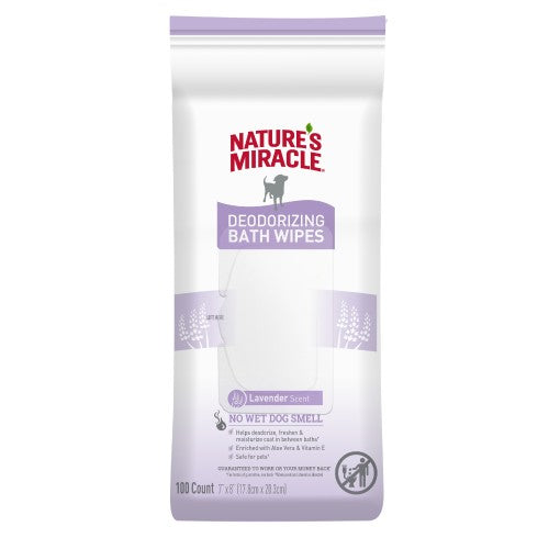 Nature's Miracle Deodorizing Bath Wipes Lavender Scent 1 Each/100 Count by Natures Miracle peta2z