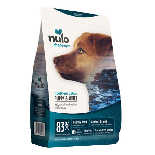 Nulo Challenger High-Meat Adult & Puppy Dry Dog Food Northern Catch Haddock, Salmon & Redfish, 1 Each/4.5 lb by Nulo peta2z