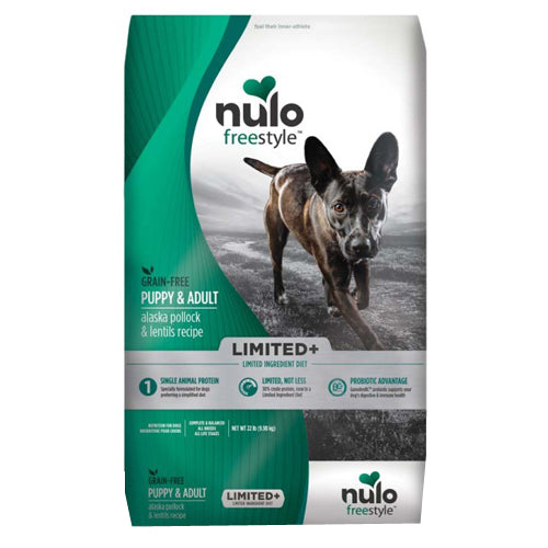 Nulo FreeStyle Limited+ Adult & Puppy Dry Dog Food Pollock & Lentils, 1 Each/22 lb by Nulo peta2z