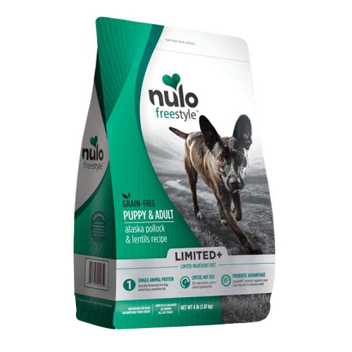 Nulo FreeStyle Limited+ Adult & Puppy Dry Dog Food Pollock & Lentils, 1 Each/4 lb by Nulo peta2z