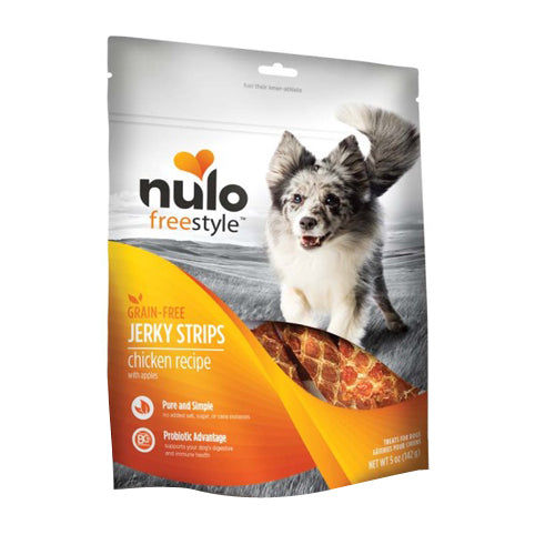 Nulo Freestyle Grain-Free-Jerky Strip Dog Treats Chicken w/Apple, 1 Each/5 Oz by Nulo peta2z