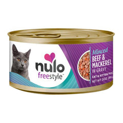 Nulo Freestyle Grain-Free Minced Wet Cat Food Minced Beef & Mackerel, 24Each/3 Oz, 24 Pack (Count of 24) by Nulo peta2z