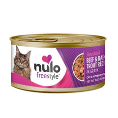 Nulo Freestyle Grain-Free Shredded Wet Cat Food Shredded Beef & Rainbow Trout, 24Each/3 Oz, 24 Pack (Count of 24) by Nulo peta2z