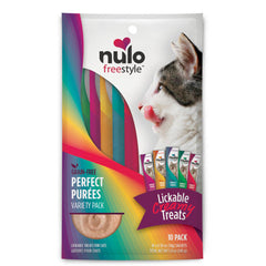 Nulo Freestyle Perfect Purees Grain-Free Cat Food Topper/Treat Variety, 1 Each/0.5 Oz, 10 Pack by Nulo peta2z