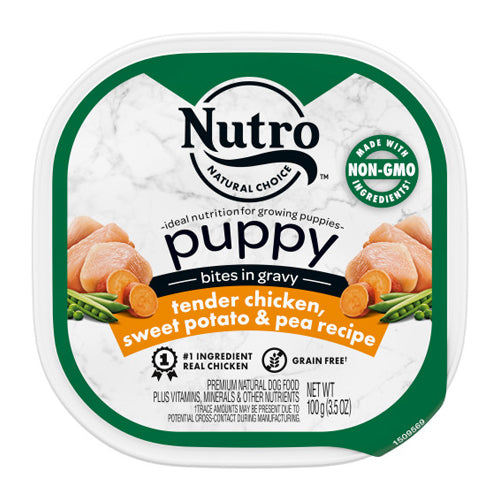 Nutro Products Grain Free Bites in Gravy Puppy Wet Dog Food Tender Chicken, Sweet Potato & Pea, 24Each/3.5 Oz, 24 Pack (Count of 24) by San Francisco Bay Brand peta2z