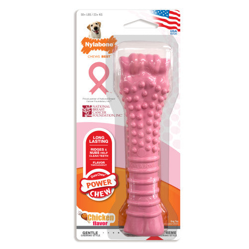 Nylabone Breast Cancer Awareness Pink Power Chew Textured Dog Toy 1 Each/XL/Souper (1 Count) by Nylabone peta2z