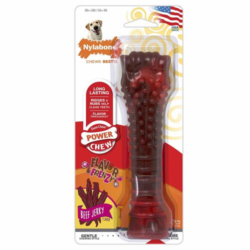 Nylabone Flavor Frenzy Power Chew Dog Toy Beef Jerky, 1 Each/XL/Souper (1 Count) by Nylabone peta2z