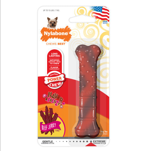 Nylabone Flavor Frenzy Power Chew Dog Toy Beef Jerky, 1 Each/XS/Petite (1 Count) by Nylabone peta2z