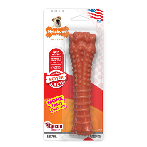 Nylabone Power Chew Flavored Durable Chew Toy for Dogs Bacon, 1 Each/XL/Souper (1 Count) by Nylabone peta2z