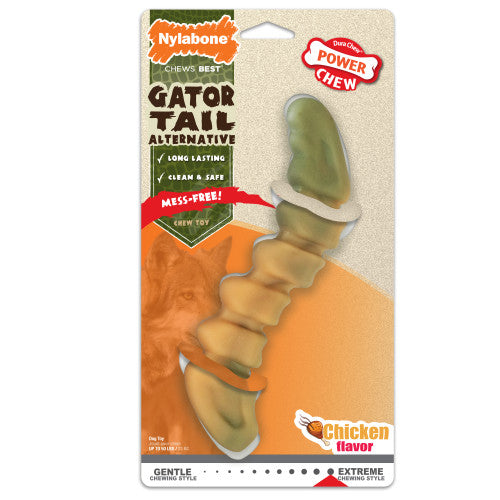 Nylabone Power Chew Gator Tail Alternative Dog Chew Gator Tail, Chicken, 1 Each/Large/Giant (1 Count) by Nylabone peta2z