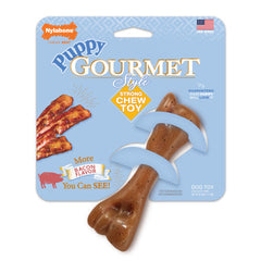 Nylabone Puppy Gourmet Style Strong Chew Toy Femur, Bacon, 1 Each/SMall/Regular (1 Count) by Nylabone peta2z
