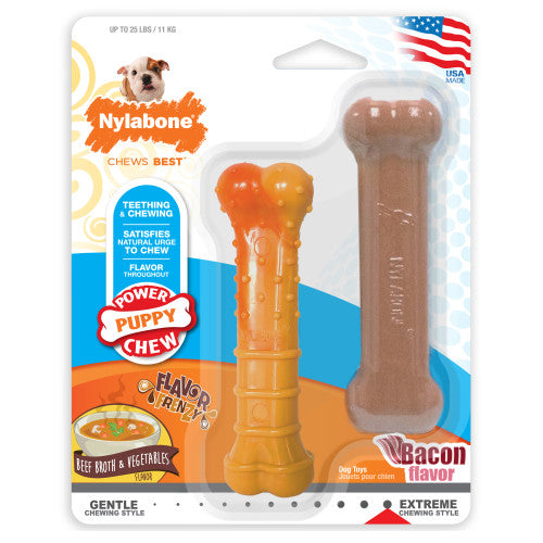 Nylabone Puppy Power Tough Puppy Chew Toys Twin Pack 1 Each by Nylabone peta2z