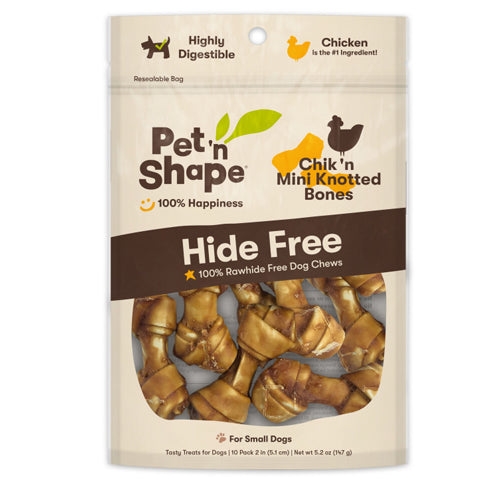 Pet 'N Shape Chik 'N Mini Knotted Bones Hide-Free Dog Treat 1 Each/10 Count by Pet 'n Shape peta2z