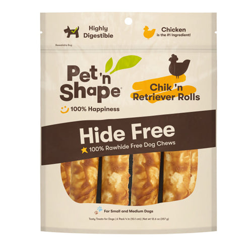 Pet 'N Shape Chik 'N Retriever Roll Hide-Free Dog Treat 1 Each/4 in, 6 Count by Pet 'n Shape peta2z