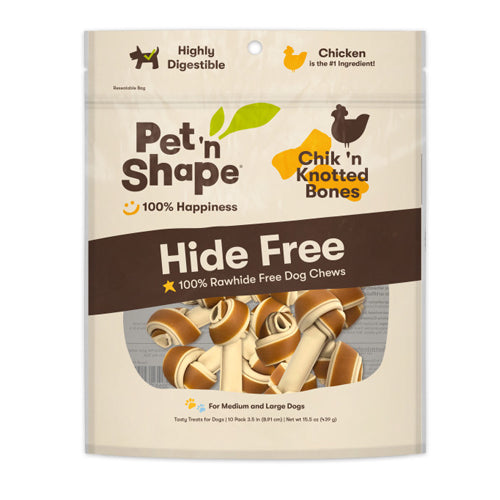 Pet 'N Shape Chik'n Knotted Bones Hide-Free Dog Treat 1 Each/10 Count by Pet 'n Shape peta2z