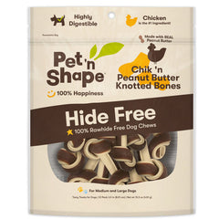 Pet 'N Shape Chik'n Peanut Butter Knotted Bones Hide-Free Dog Treat 1 Each/10 Count by Pet 'n Shape peta2z