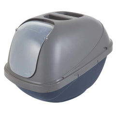 Petmate Basic Hooded Cat Litter Box Blue Steel Base/Pearl Silver Hood, 1 Each/Large by Petmate peta2z