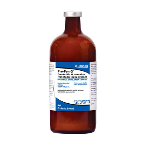 Pro-Pen-G Injectable for Cattle Sheep Swine and Horses 500 ML by Bimeda peta2z