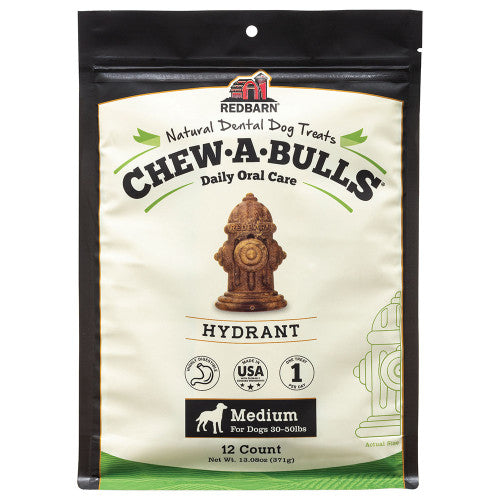 Redbarn Pet Products Chew-A-Bulls Dental Dog Treat Hydrant, 1 Each/12 pk, Medium by Redbarn Pet Products peta2z