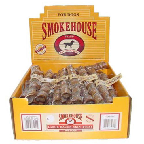 Smokehouse USA Made Bacon Skin Twists Dog Chew 25Each/LG, 25 Count (Count of 25) by Smokehouse peta2z