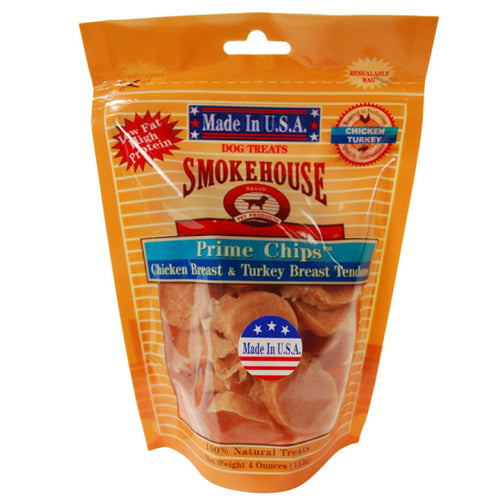 Smokehouse USA Made Prime Chips Dog Treat Chicken & Turkey, 1 Each/4 Oz by Smokehouse peta2z