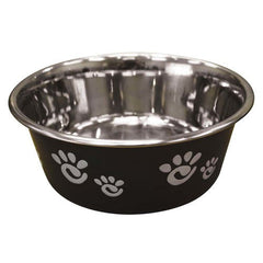 Spot Barcelona Stainless Steel Paw Print Dog Bowl Licorice, 1 Each/32 Oz by Spot peta2z