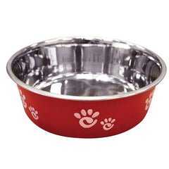 Spot Barcelona Stainless Steel Paw Print Dog Bowl Raspberry, 1 Each/64 Oz by Spot peta2z