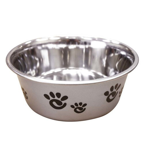 Spot Barcelona Stainless Steel Paw Print Dog Bowl Silver, 1 Each/32 Oz by Spot peta2z