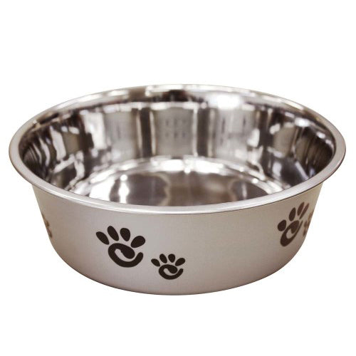 Spot Barcelona Stainless Steel Paw Print Dog Bowl Silver, 1 Each/64 Oz by Spot peta2z