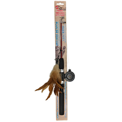 Spot Cat Toy Fishing Rod N Reel Kitty Teaser Black, Brown, 1 Each/16 in by Spot peta2z