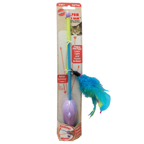 Spot Dolphin Teaser Wand & Laser Cat Toy Assorted, 1 Each/12 in by Spot peta2z