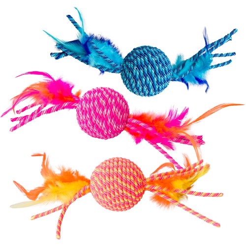 Spot Elasteeez Ball & Feathers Cat Toy Assorted, 1 Each by Spot peta2z