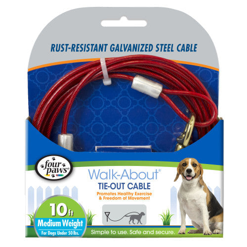 Tie-Out Cable for Dogs Medium Weight 10 Count by Four Paws peta2z