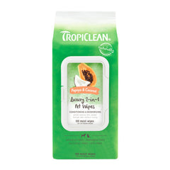 TropiClean Papaya & Coconut Luxury 2-in-1 Pet Wipes 1 Each/100 Count by Tropiclean peta2z