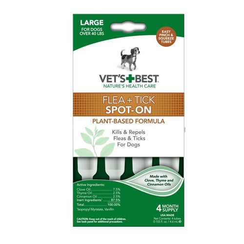 Vet's Best Flea and Tick Spot-On 1 Each/4.6 ml, 4 Count by Vet's Best peta2z