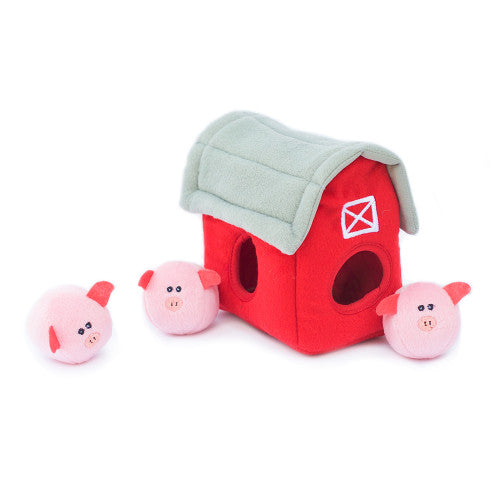 ZippyPaws Zippy Burrow Dog Toy Barn with Pig Bubble Babies, 1 Each/Medium by ZippyPaws peta2z