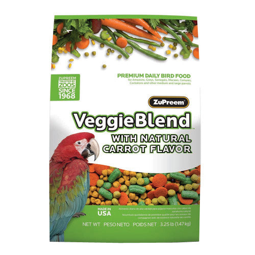 ZuPreem VeggieBlend with Natural Flavor Pelleted Bird Food for Parrots and Conures 3.25 lb by ZuPreem peta2z